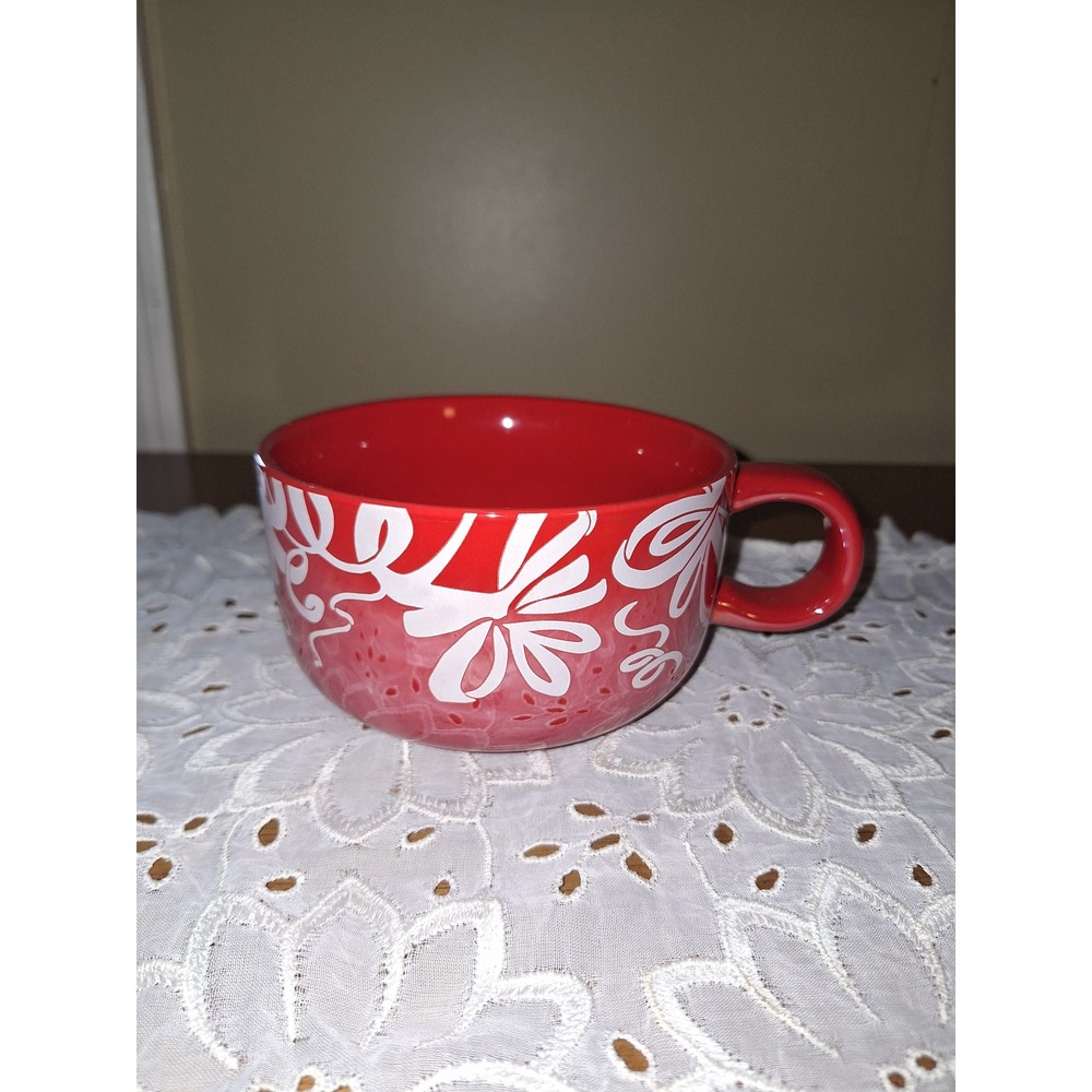 Starbucks Red Floral Swirl Ceramic Coffee Mug 16oz 2022 Holiday Cup‎ 473ml